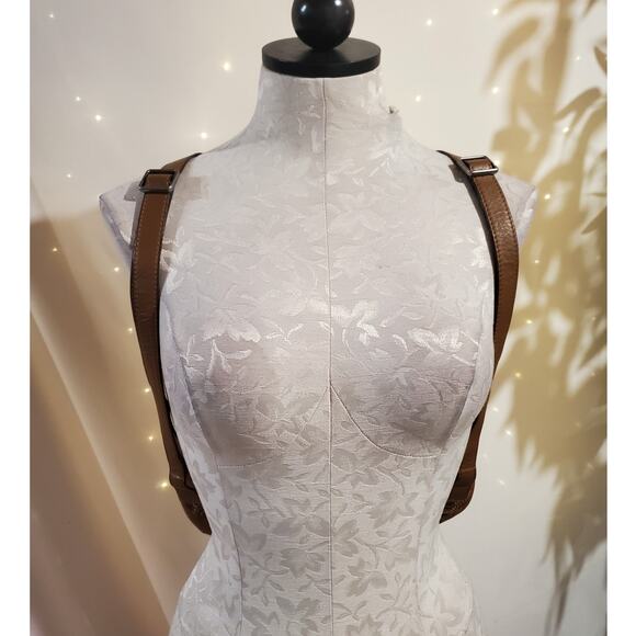 Fossil Riley Pebbled Leather Backpack Purse Medium Camel Tan Double Strap Bag - Picture 4 of 16